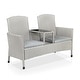 preview thumbnail 16 of 19, Furniture of America Lulu Patio Loveseat with Built-in Glass End Table Grey