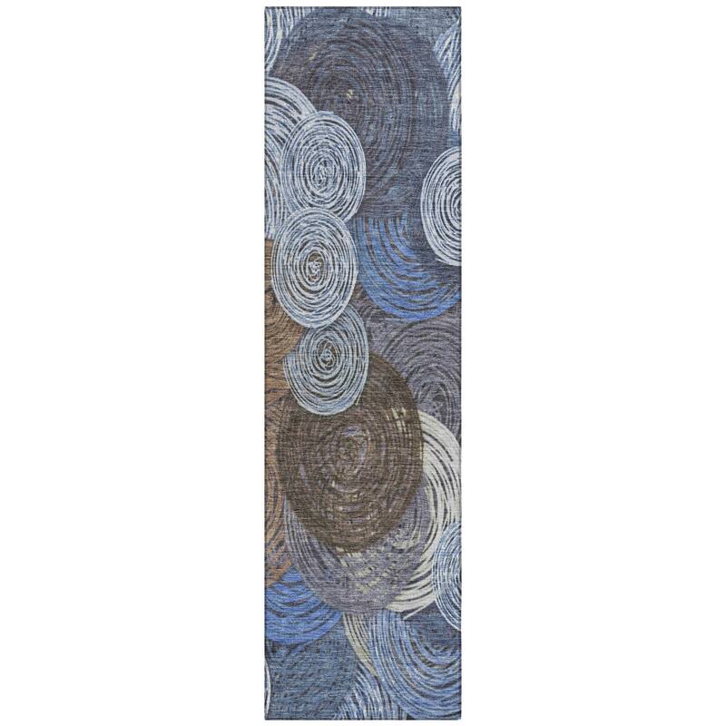 Machine Washable Indoor/ Outdoor Modern Twister Chantille Rug