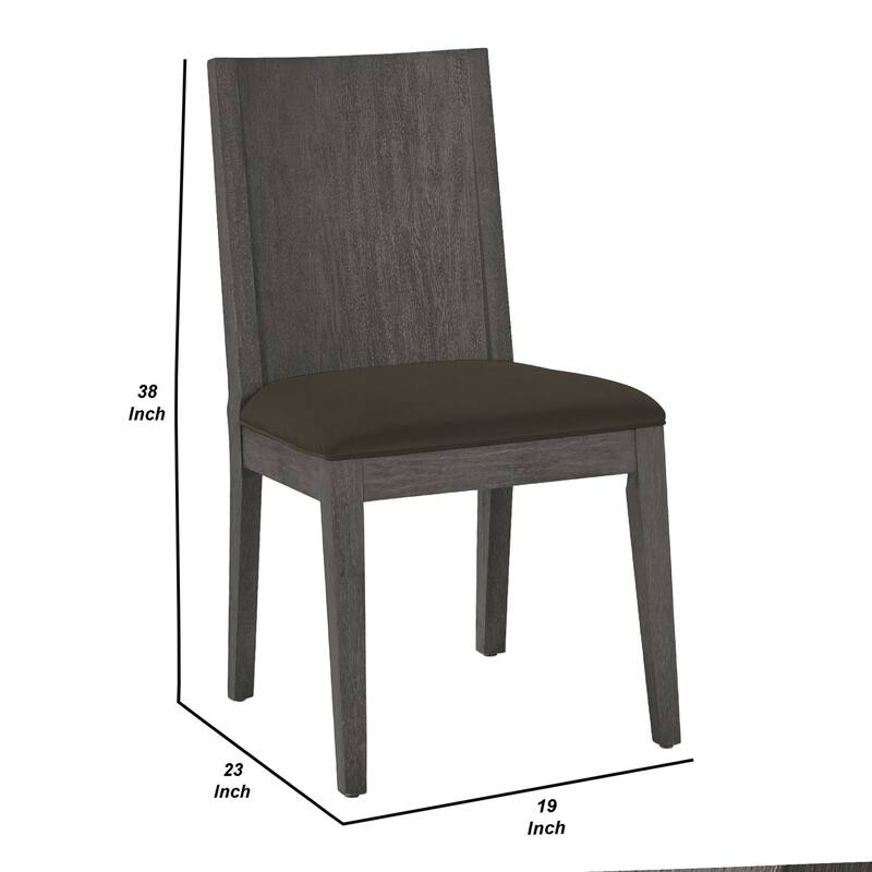38 Inch Mahogany Wood Dining Chair with Panel Back, Gray