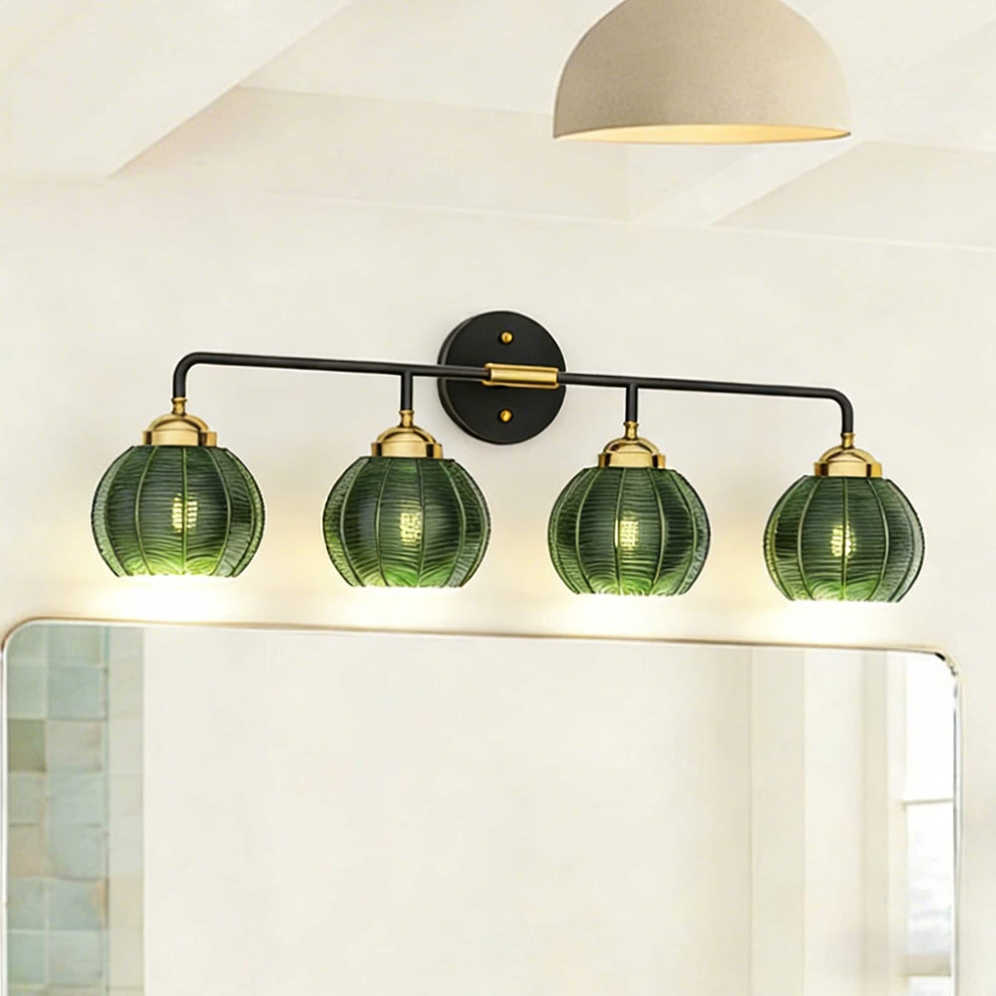 Bathroom Vanity Light Wall Mount Light with Green Glass Shade, Mid Century Wall Sconce Lights Modern Vanity Lamp