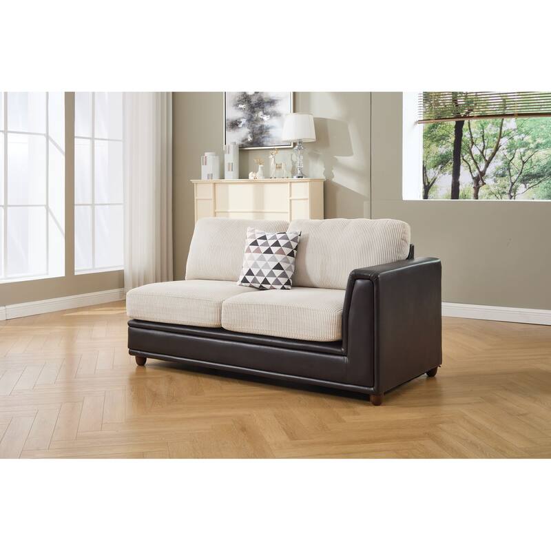 Oversized Corduroy With Faux Leather Modular Sectional