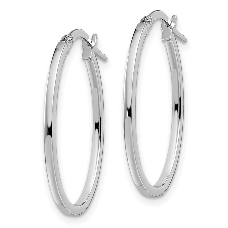 Curata 14k White Gold Polished Hinged Post Oval Hinged Hoop Earrings - 27x18mm
