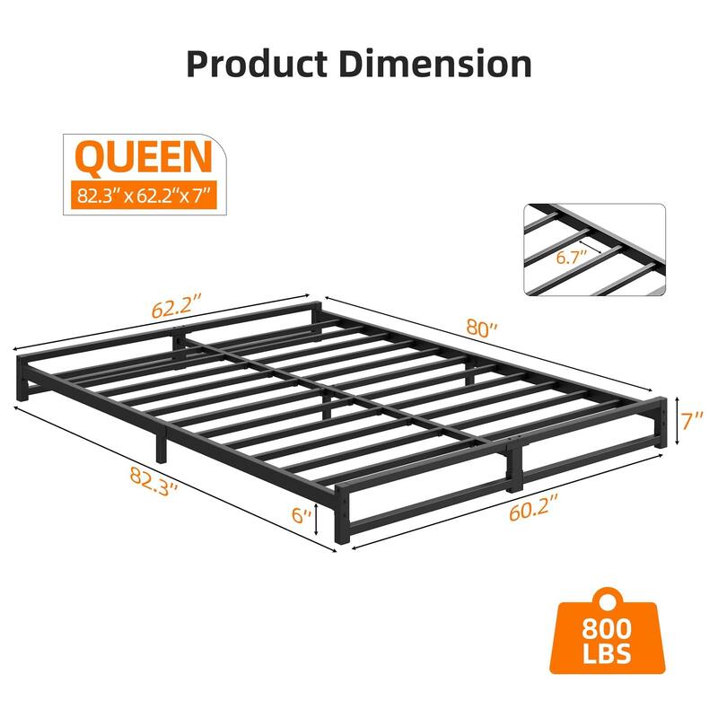 6 Inch Metal Platform Bed Frame with Steel Slat Support