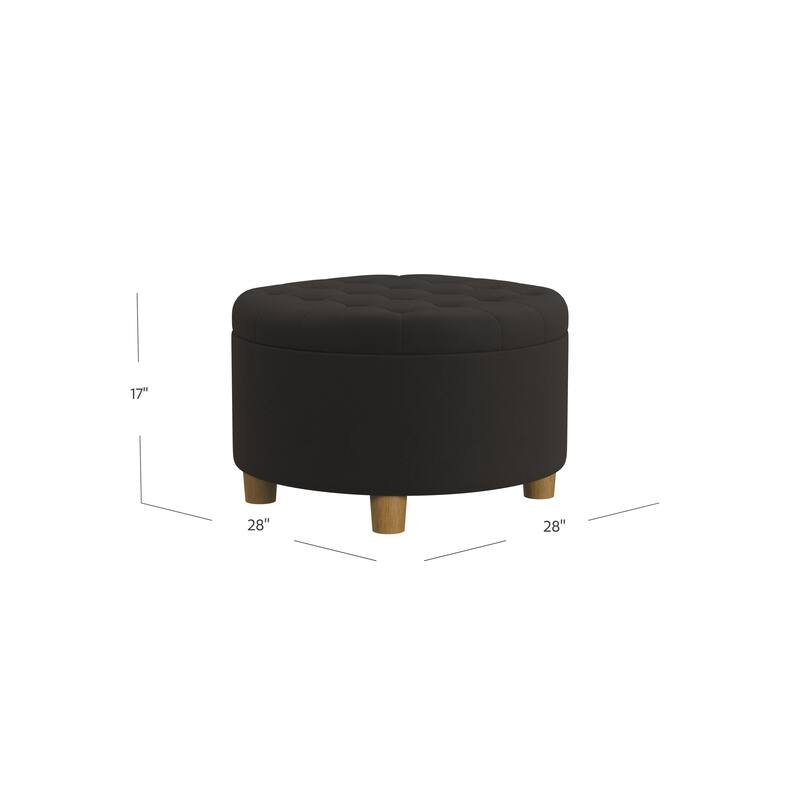 HomePop Button Tufted Round Storage Ottoman