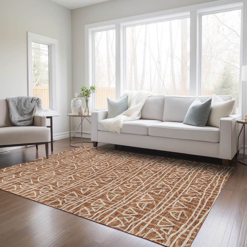 Machine Washable Indoor/ Outdoor Chantille Boho Morrocan Rug