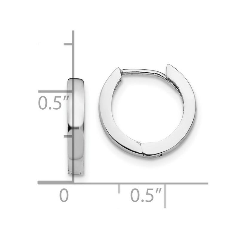 Curata 14k White Gold Solid Polished Hinged Hoop Earrings - 10x2.5mm Wide