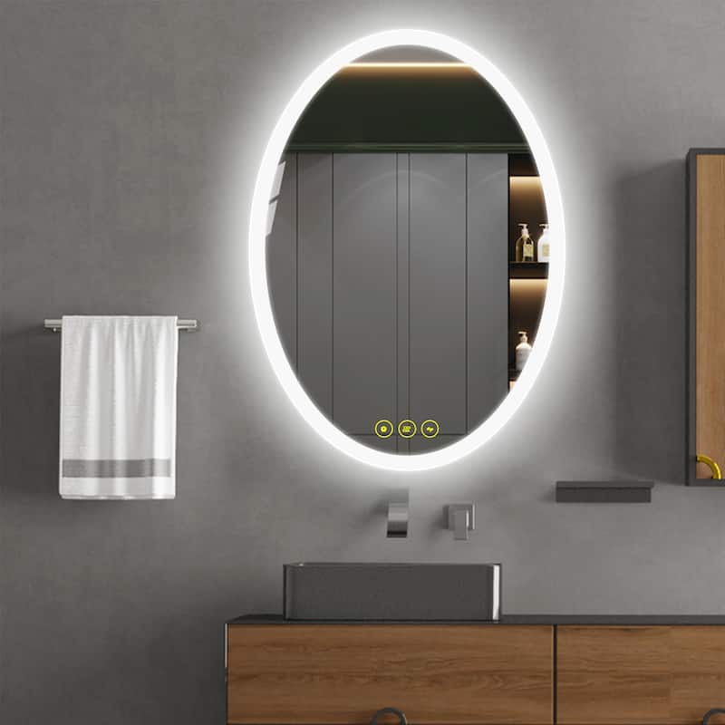 LuminaMirror 20x28" Oval Frameless LED Anti-Fog Dimmable Bathroom Vanity Mirror - Clear