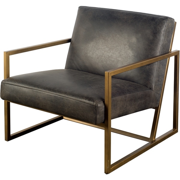 Leather and metal 2025 accent chair