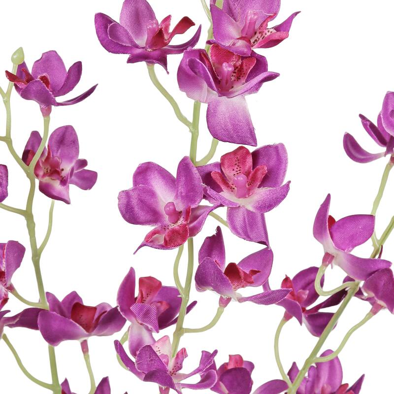 Set of 4 Petite Purple Fuchsia Artificial Dendrobium Orchid Flower Stem Spray 34in - 34" L x 4" W x 4" DP