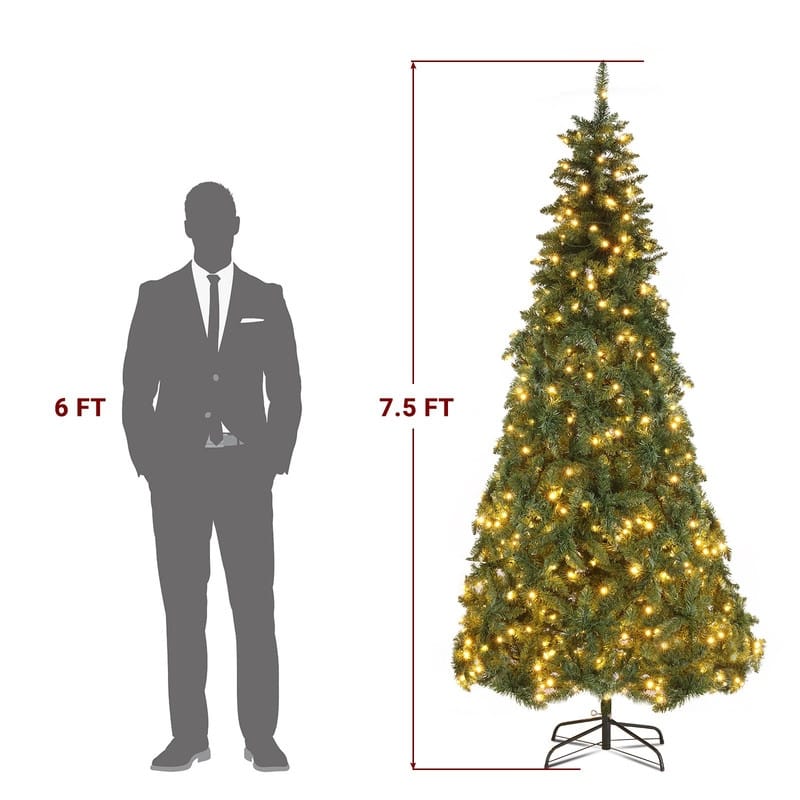 7.5ft 600 Lights Warm Color 8 Modes 1200 Branches Christmas Tree - N/A