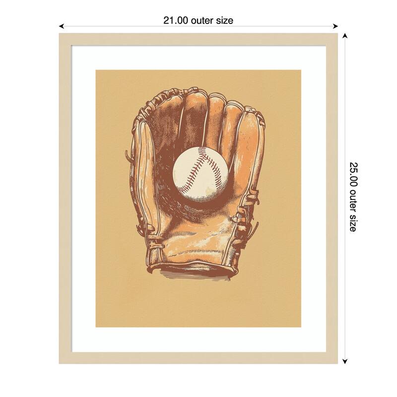 Baseball Glove by Andreas Magnusson Wood Framed Wall Art Print - Natural - 21 x 25 in