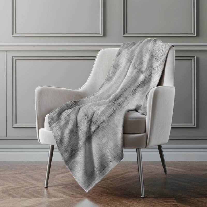 Premium Machine Washable Modern Imprints Sherpa Throw Blanket - Gray - 4'2" x 5'10"