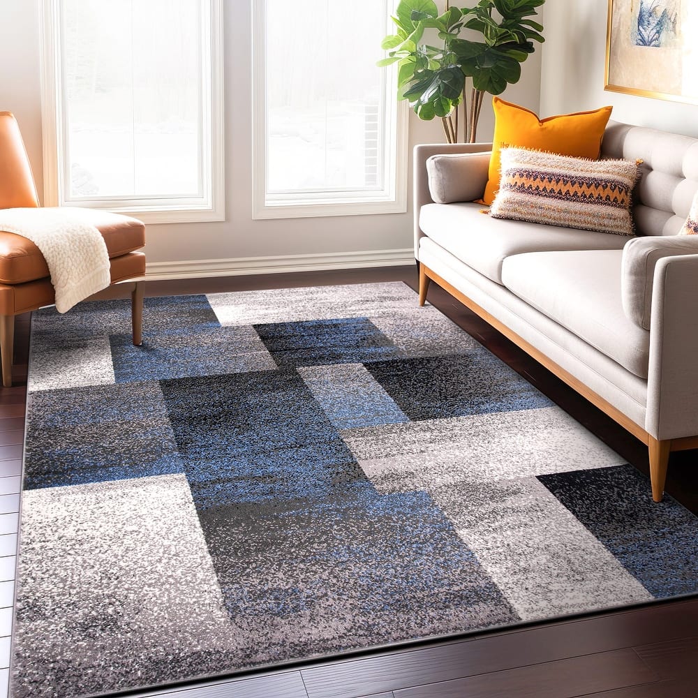 World Rug Gallery Modern Geometric Boxes Area Rug