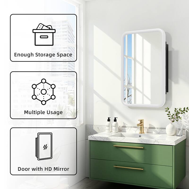 Dovelina Medicine Cabinet Wall-Mounted Cabinet with Magnetic Doors - 29.9*19.7