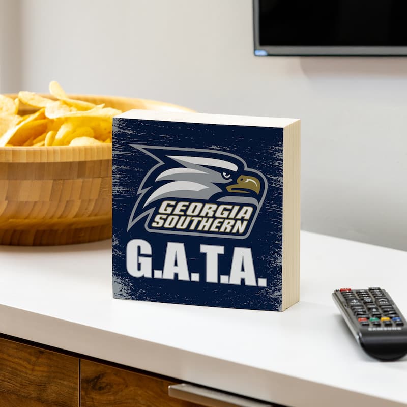 Georgia Southern University Wooden Tabletop Mantel Shelf Sign - 6" x 6"