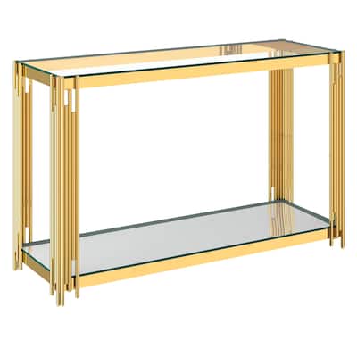 Contemporary Metal and Glass Console Table