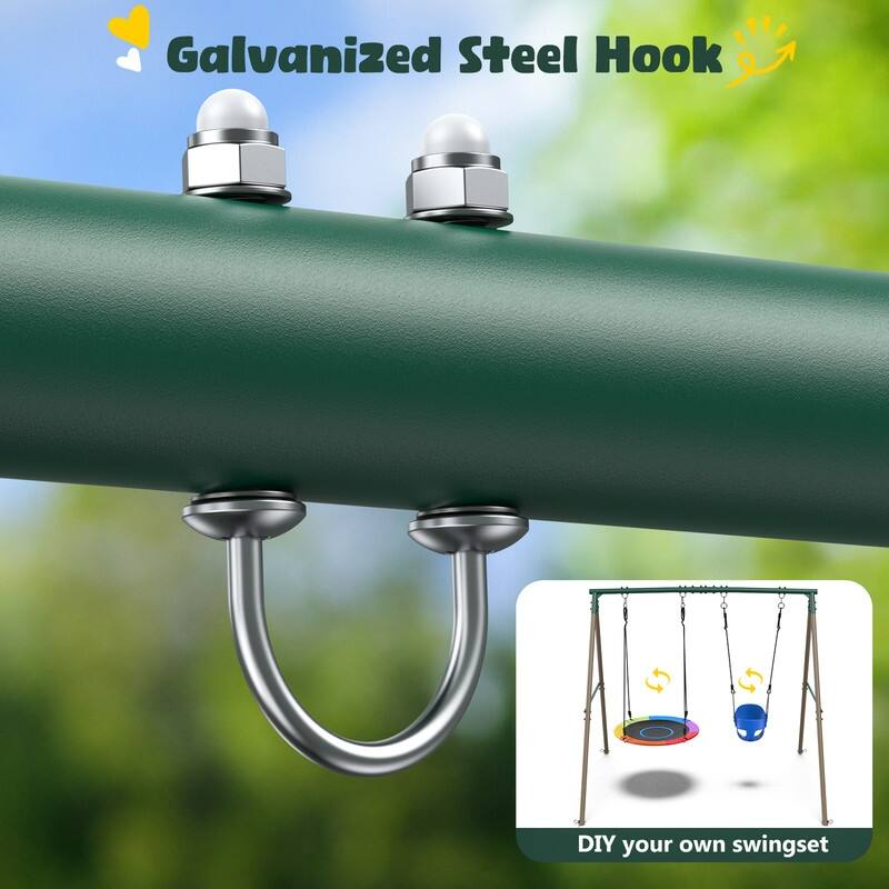 440lbs Metal Swing Sets for Backyard with 45" Platform Swing and Belt Swing ,Swingset Outdoor for Kids