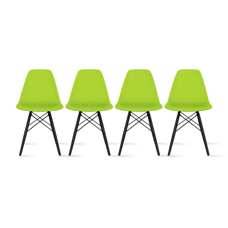 Molded Dining Side Chairs For Kitchen Eiffel Metal Legs Design Bedroom Waiting Room (Set of 4) - Green