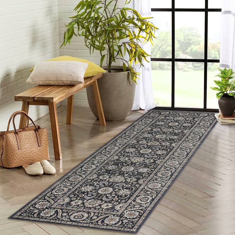 Washable Area Rugs for Living Room Stain Resistant Carpet Vintage Rugs Bedroom Low Pile Non Slip Accent Carpet