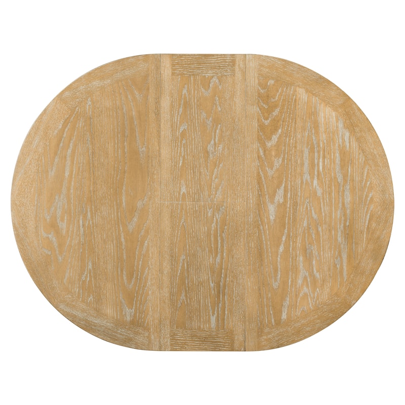 5 Pcs Wooden Round Dining Table Set, Kitchen Dining Table Chair Set with Extendable Table and 4 Upholstered Chairs