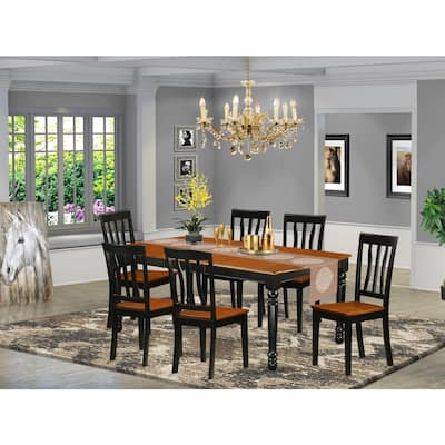 Modern Dining Table Set - 7 Piece Rectangular Table & 6 Chairs - Black Cherry Finish - 42x78 Inch