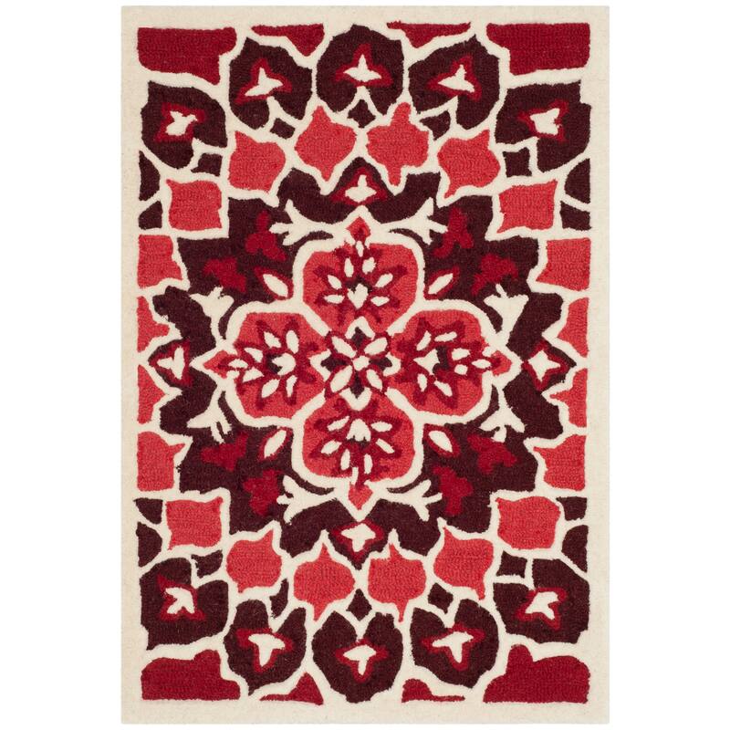 SAFAVIEH Handmade Bellagio Ronak Modern Oriental Wool Rug - 2' x 3' - Red/Ivory