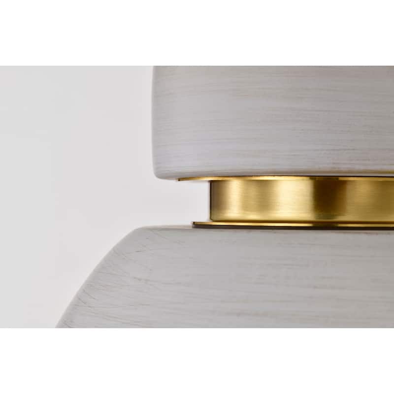 Collins - 8 Inch Flush Mount - with white Ceramic - Brushed Brass