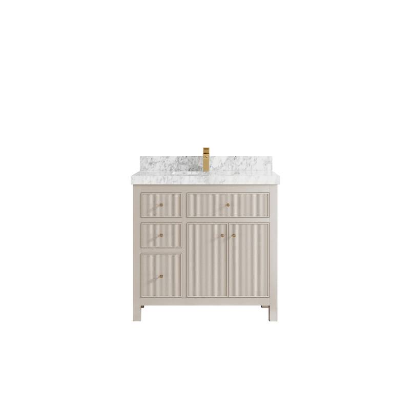 Willow Collections 36 in W x 22 in D Sonoma Center Sink Free Standing Reeded Bathroom Vanity with Countertop