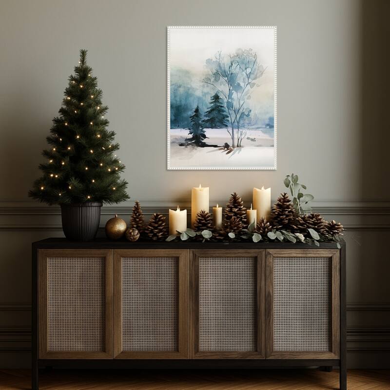 Dusty Blue II by Isabelle Z Framed Canvas Wall Art Print - Sylvie Beaded White