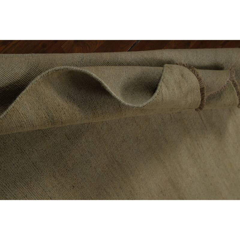 Sage Green Gabbeh Modern Area Rug Handmade Wool Carpet - 6'3" x 9'9"