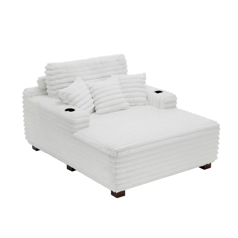 53" W Upholstered Sofa Chaise Lounge Indoor with Pillows