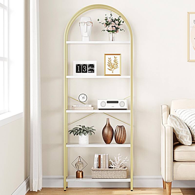 Bookshelf Tall Bookcase Arched Standing Bookshelves