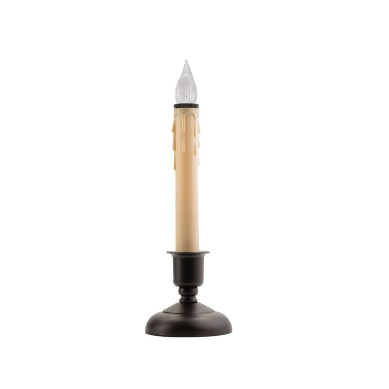 LED Window Candles with Timer - 9" - Beige and Brown - Set of 4