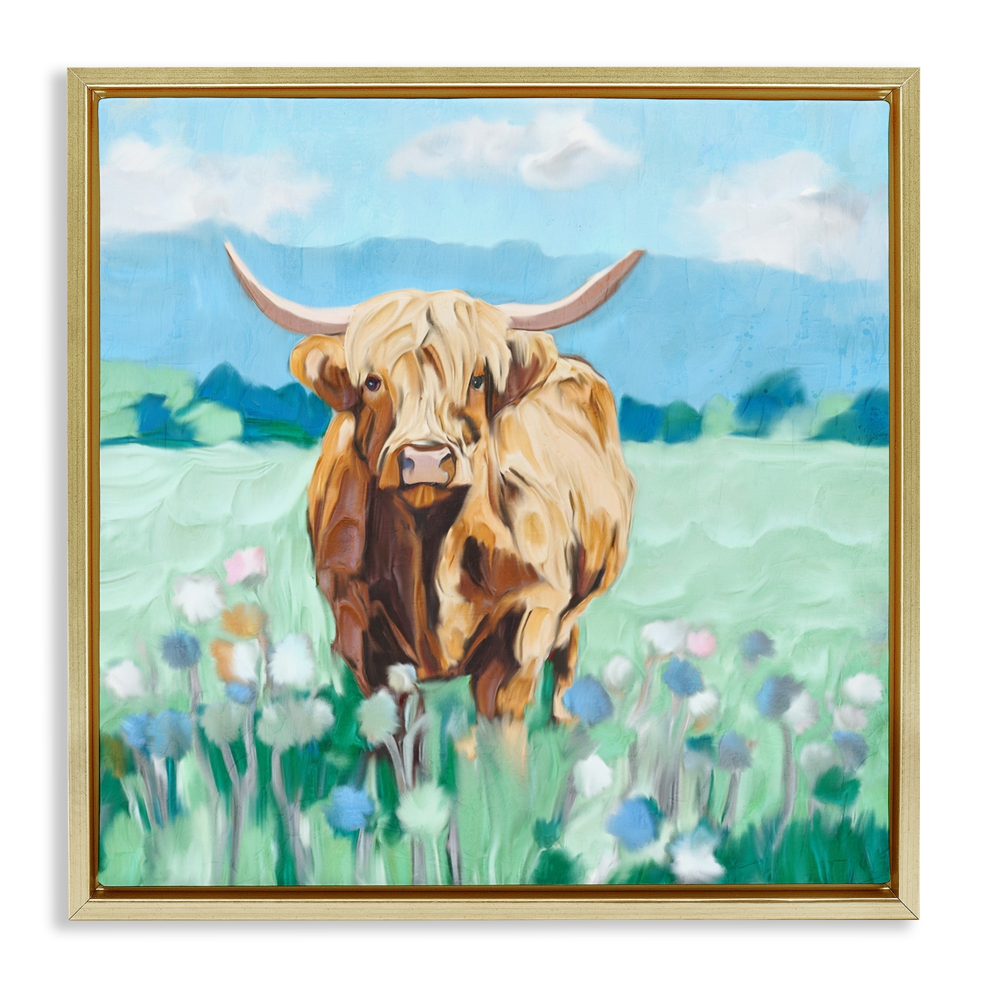 Stupell Blue Sky Highland Framed Floater Canvas Wall Art Design By Kim Allen