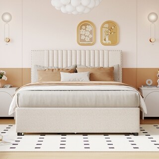 Full Size Upholstered Platform Bed with 2 Drawers