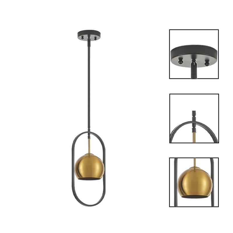 1 Light small globe black, gold pendant light metal hanging light - N/A