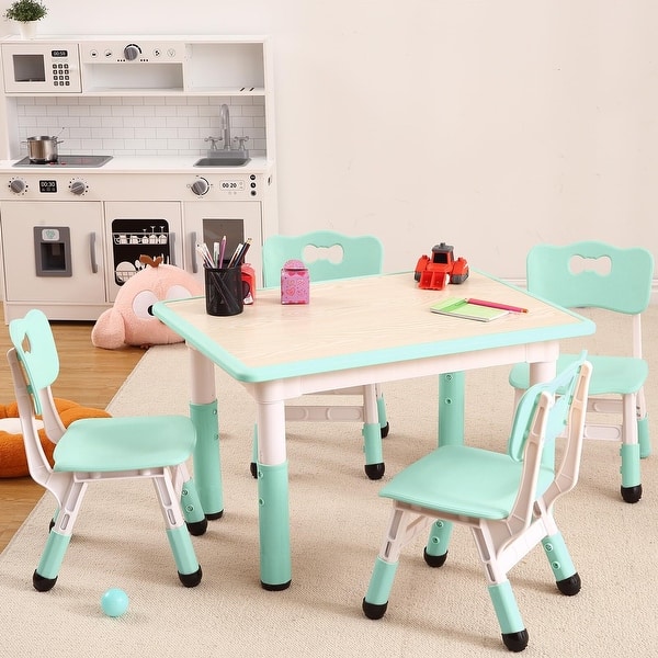 slide 2 of 28, Kids Table and 4 Chair Set - Height Adjustable Blue