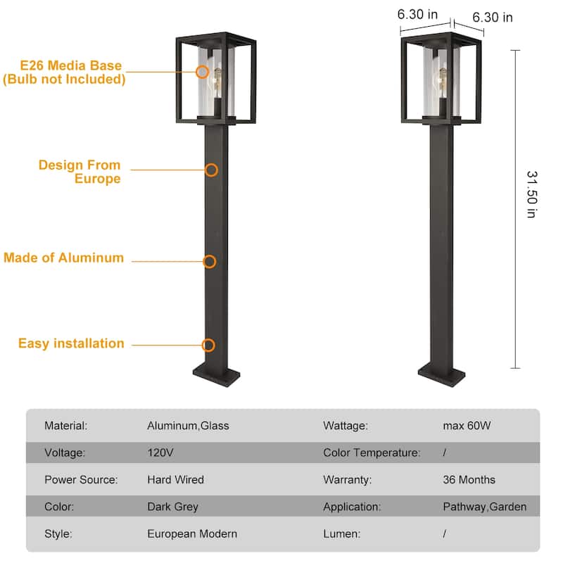 Inowel Light Outdoor Pathway Lights E26 (Not Include)