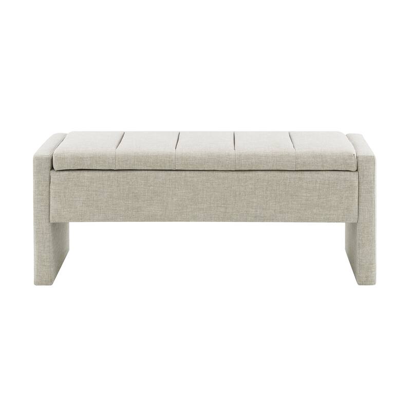 Modern Bed End Bench with Storage,Upholstered Large Foot Rest Stool, Comfy Window - LIGHT GREY