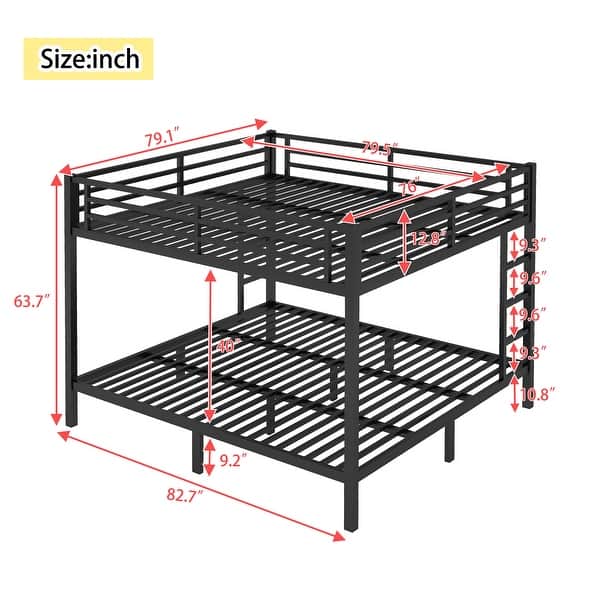 dimension image slide 2 of 3, Safety Design Bunk Bed, Space-Saving/Noise Reduced, Queen/King/California King Size