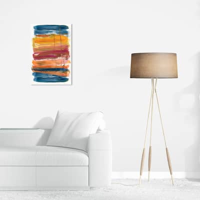 Wynwood Studio Abstract Abstract Burger Sandwich Blue and Dark Blue Modern & Contemporary Wall Art Canvas Print