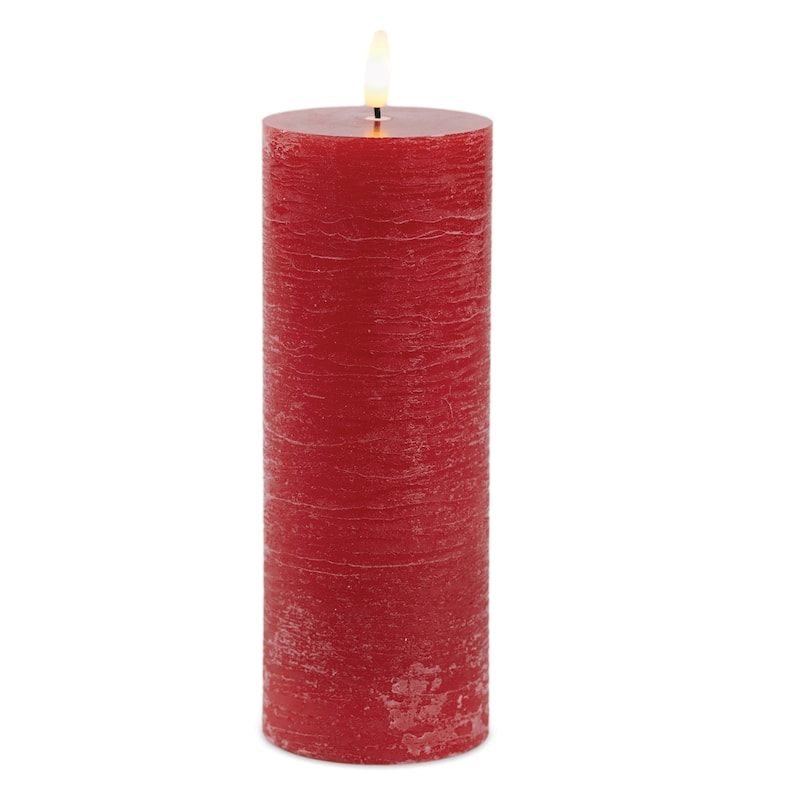 Set of Two Red Flameless Pillar Candles