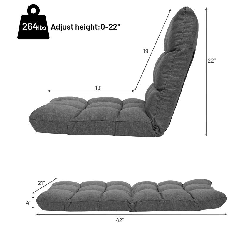 Gymax Adjustable 14-Position Floor Chair Folding Lazy Gaming Sofa