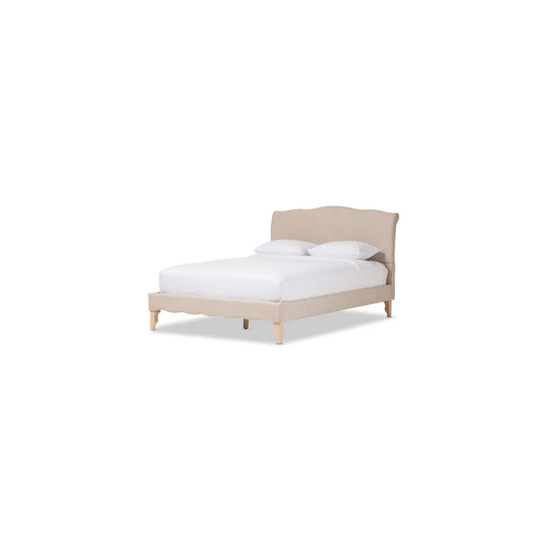 French Flair Platform Bed - Wooden Slatted Base, Rubberwood Frame - Elegant Bedroom Furniture
