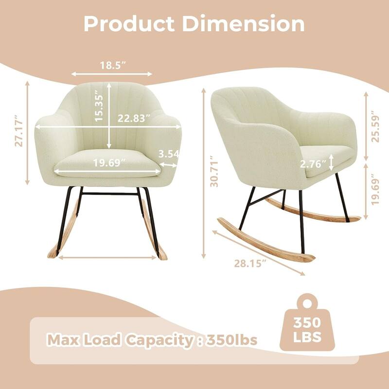 Rocking Chair Upholstered with High Backrest for Living Room
