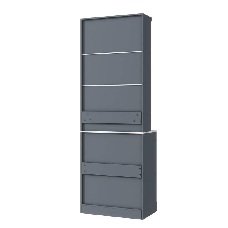Kitchen Pantry Cabinet with Faux Marble Top, Freestanding Storage Cabinet, Buffet Cabinet with 5 Drawers & Adjustable Shelf