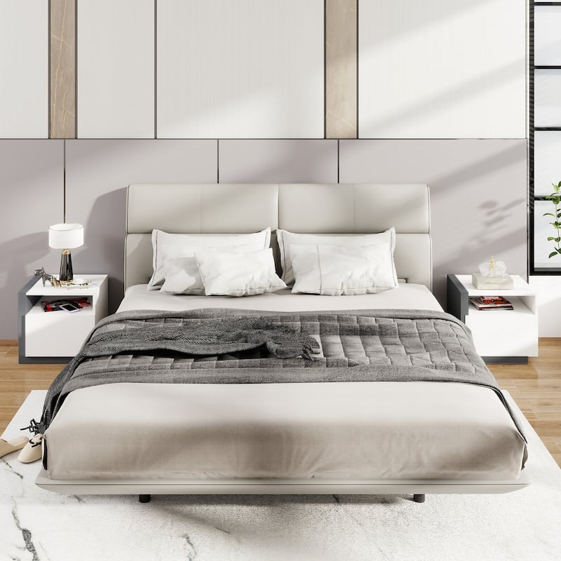 Gymax Nightstands Set of 2 Modern Minimalist Bed Side Table w/ Open