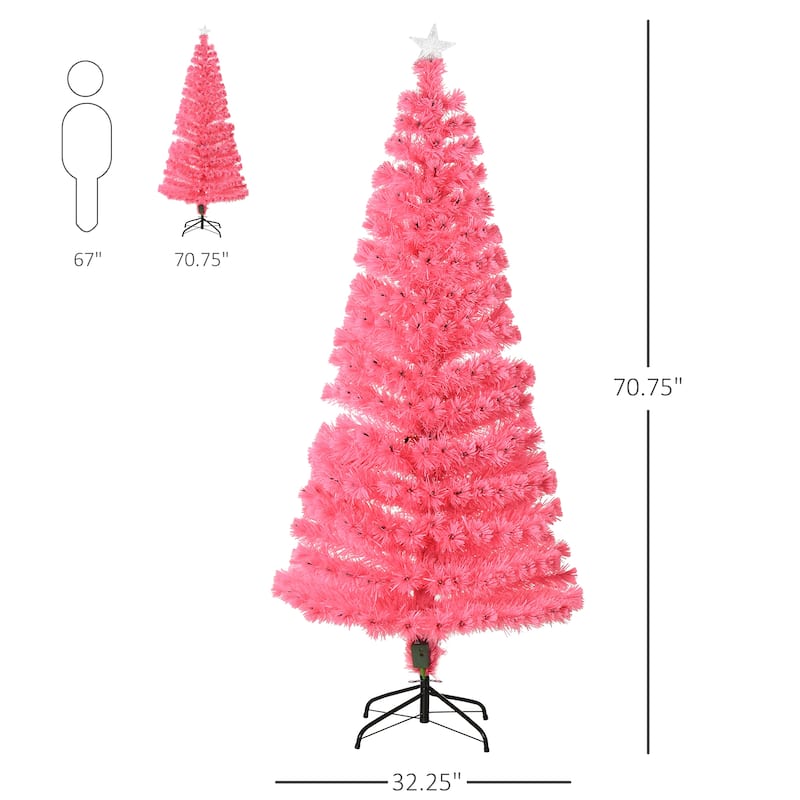 HOMCOM 6 ft. Prelit Artificial Christmas Tree with Stand, Colored Christmas Tree