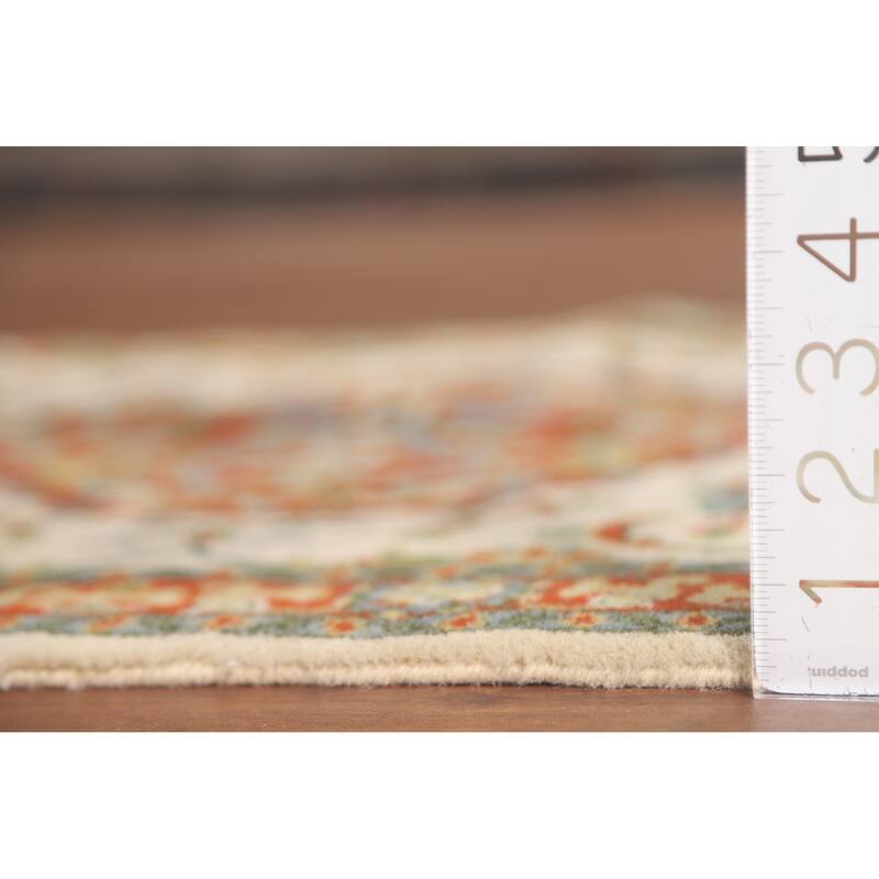 Floral Ivory Kashan Oriental Accent Rug Handmade Wool Carpet - 2'6" x 4'1"