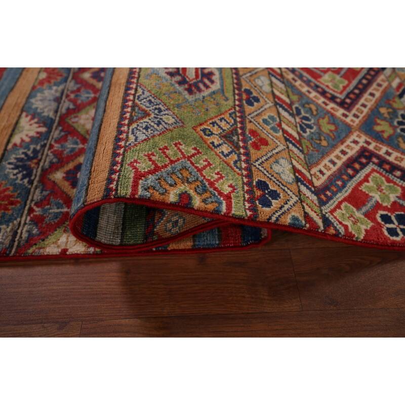 Striped Kazak Oriental Runner Rug Hand-Knotted Wool Carpet - 2'8" x 9'5"